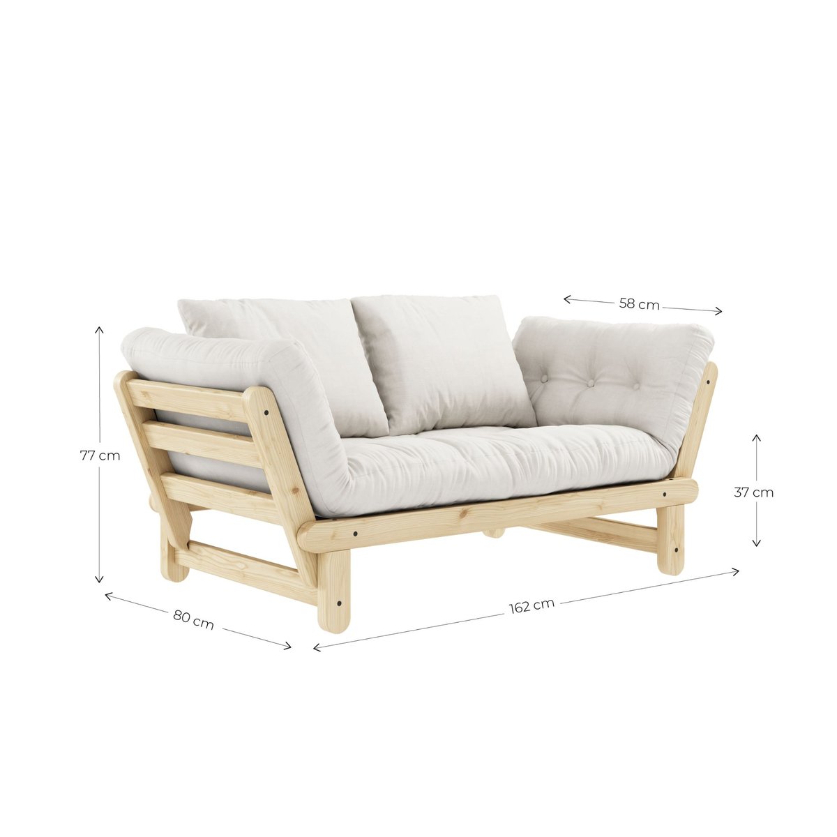Banquette futon en pin massif, Beat - BEAT bordeaux, KARUP DESIGN