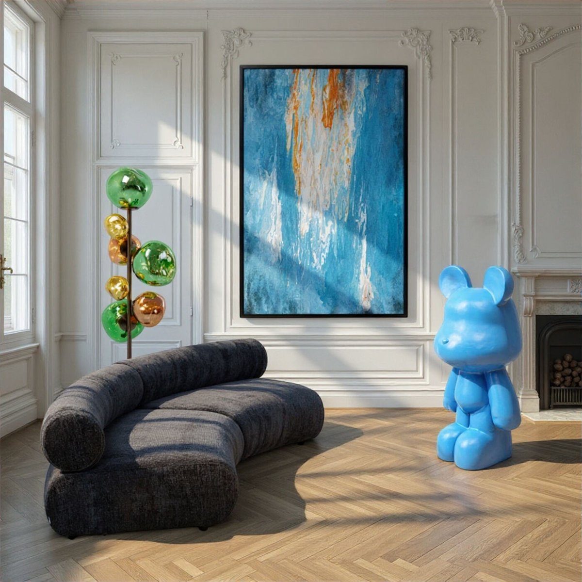 Lampadaire en verre et acier, BURBUJA multicolore, KARE DESIGN