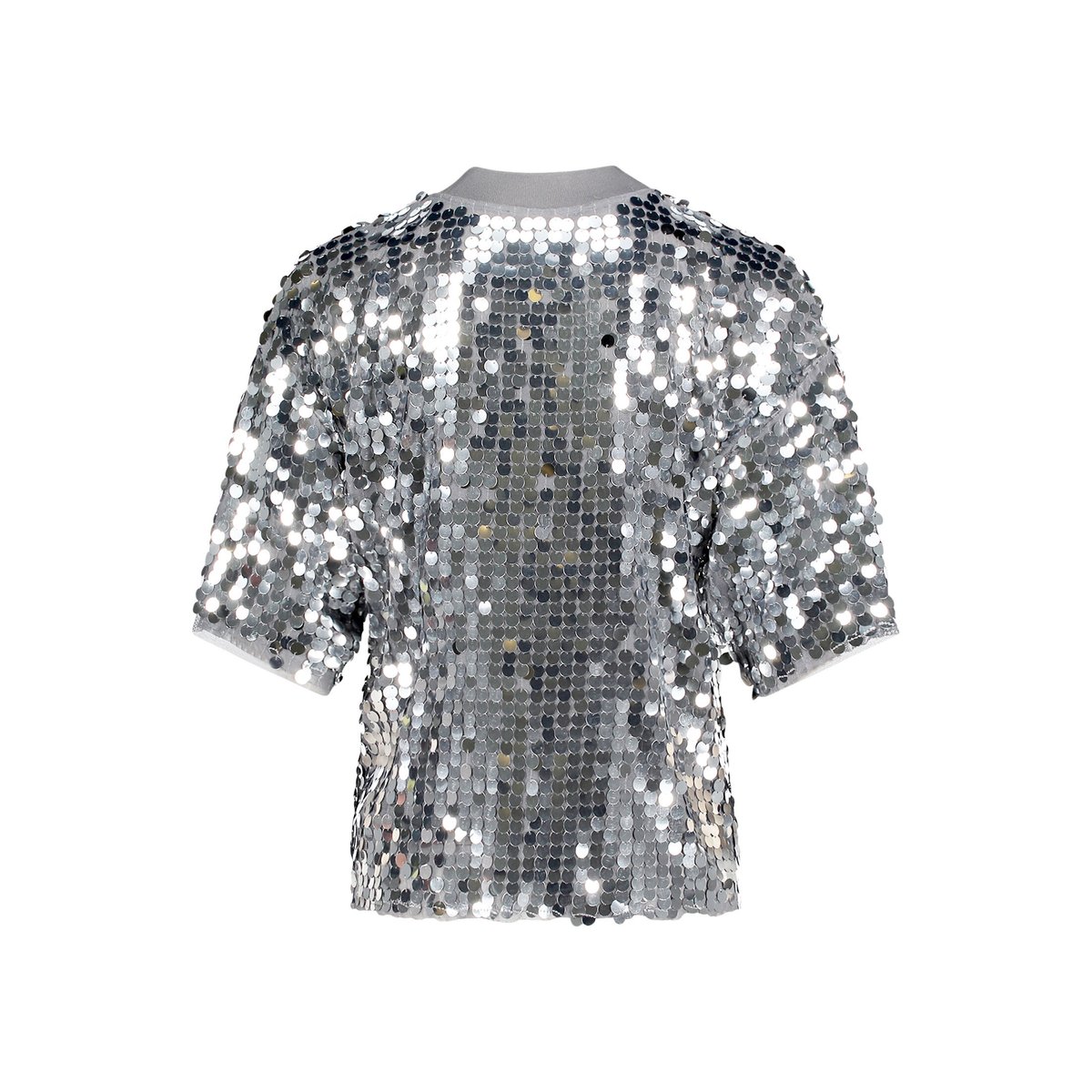 Pull-over à paillettes à bordures côtelées silver/grey, CARTOON