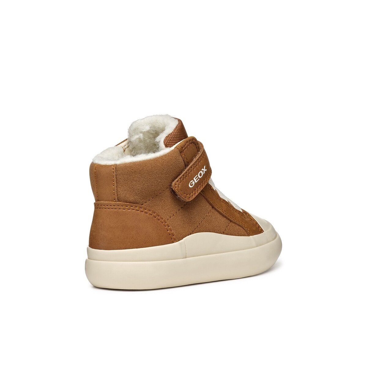 Kids Gisli Faux Fur-Lined High Top Trainers brown, GEOX