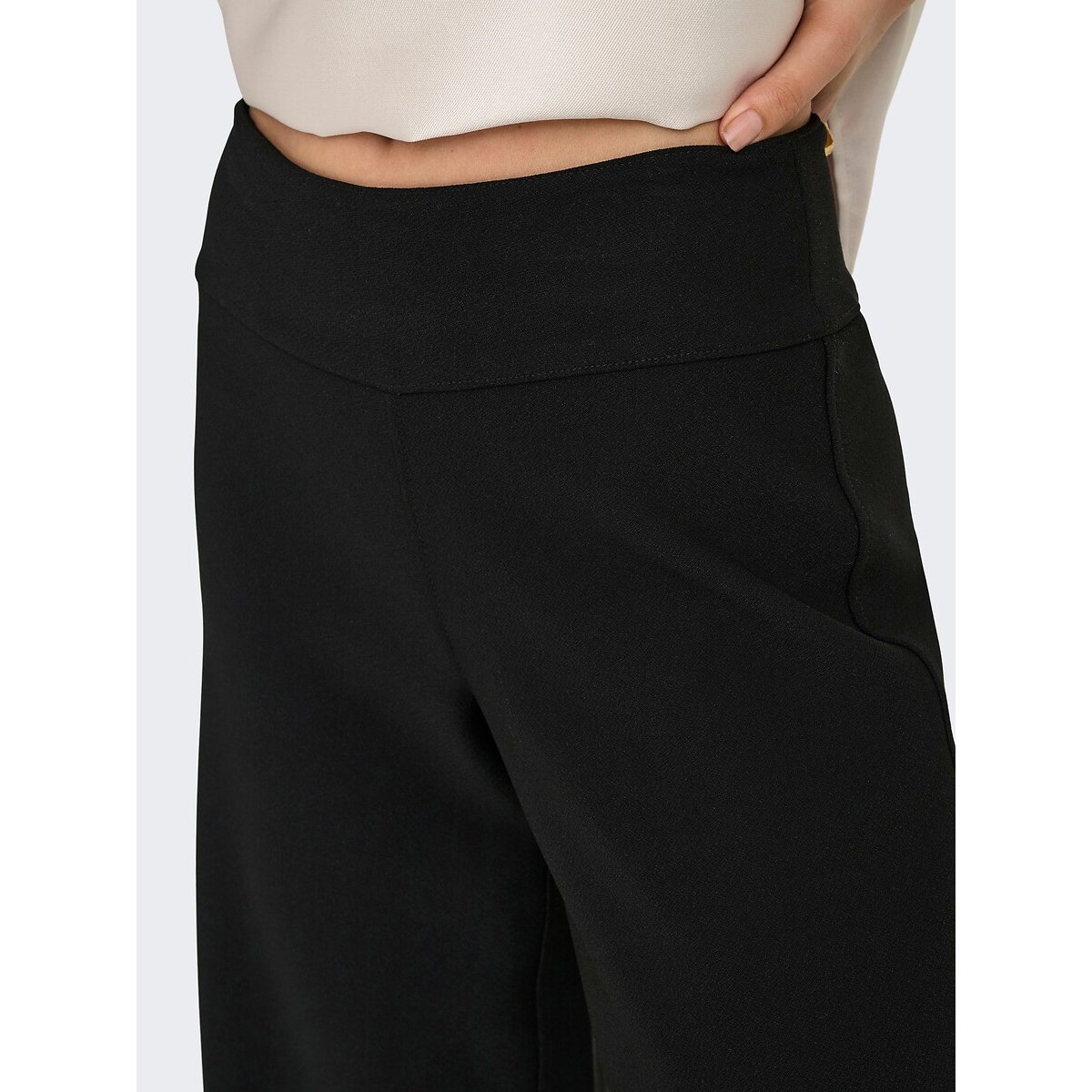 Pantalón ancho de talle alto negro, ONLY
