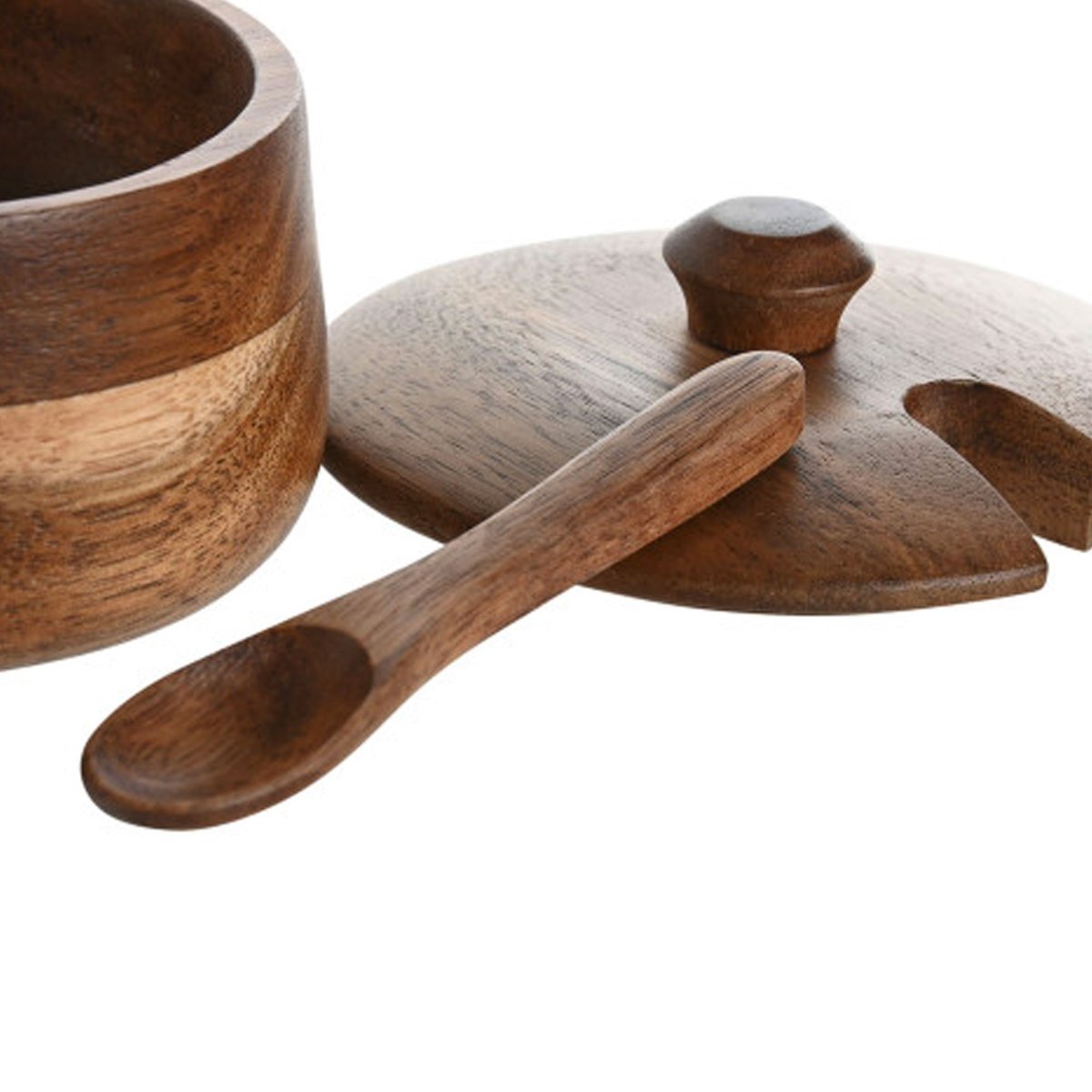 Pot à sucre ou sel en bois d'acacia 9.5x9.5x7.5cm bois, WADIGA