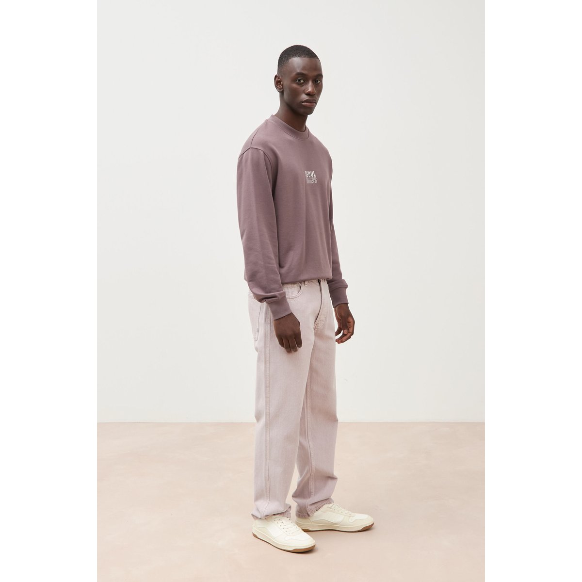Jeans large longueur 32 en coton parme, BONOBO