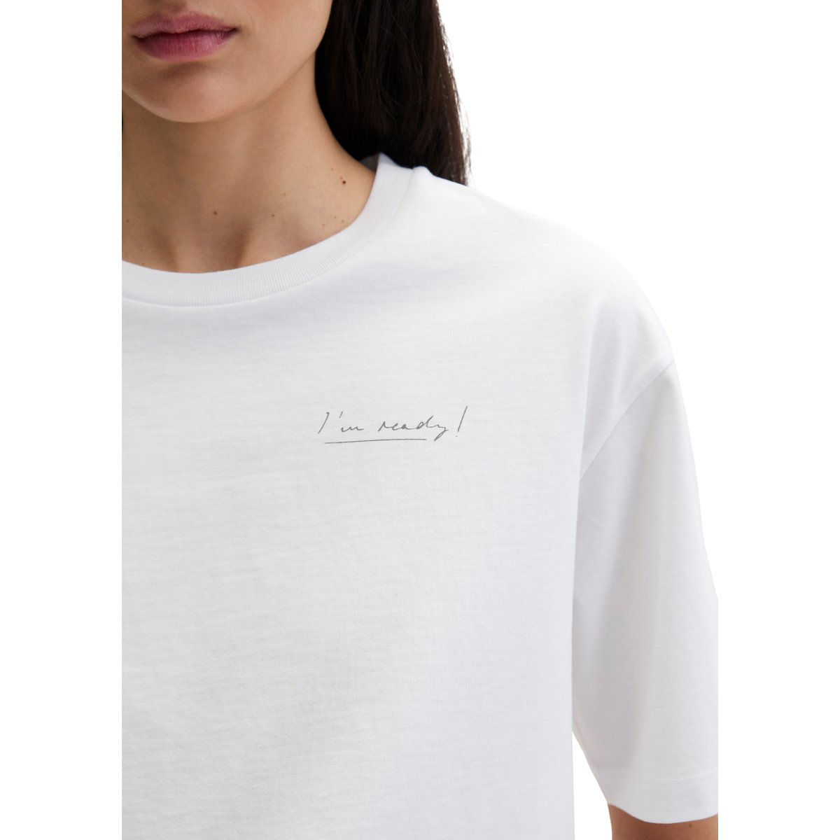 T-shirt coupe classique en single jersey doux blanc/rouge, MARC O'POLO