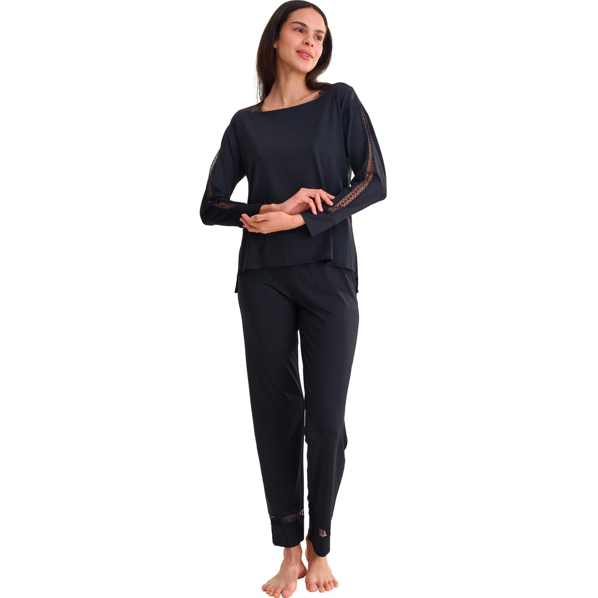 Pyjama pantalon top manches longues ADVENTURE noir, LISCA