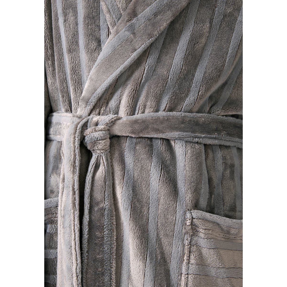 Robe de chambre Thermolactyl en maille jacquard gris rayé, DAMART
