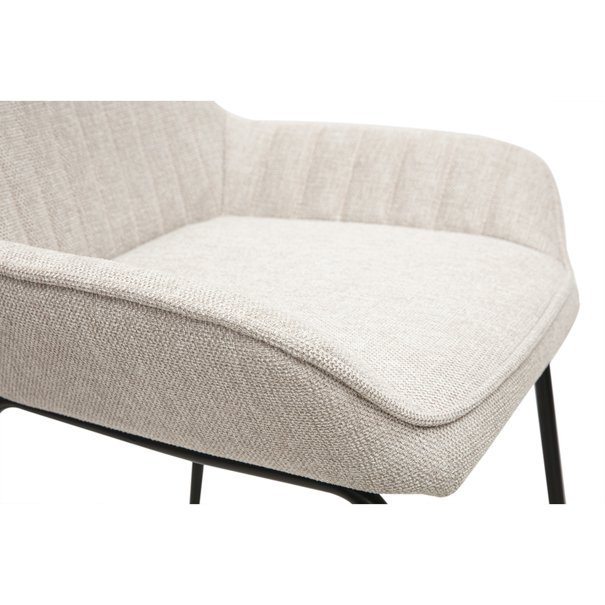 Tabourets de bar en tissu effet velours texturé terre brûlée et métal noir H68 cm (lot de 2) RONNIE beige, MILIBOO