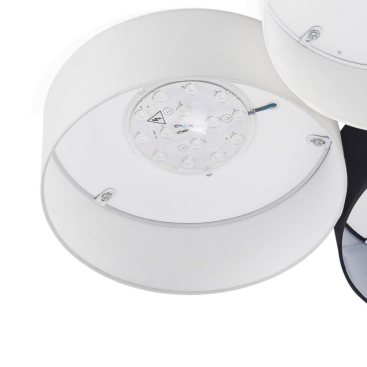 Plafonnier en textile moderneLED, Janita gris, noir, blanc, LINDBY