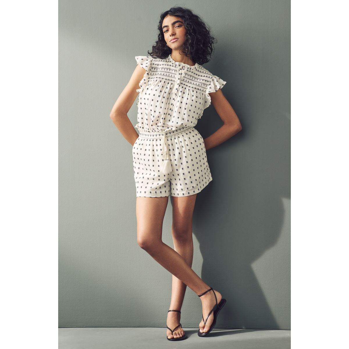 Short ample brodé avec taille élastique blanc, NEXT