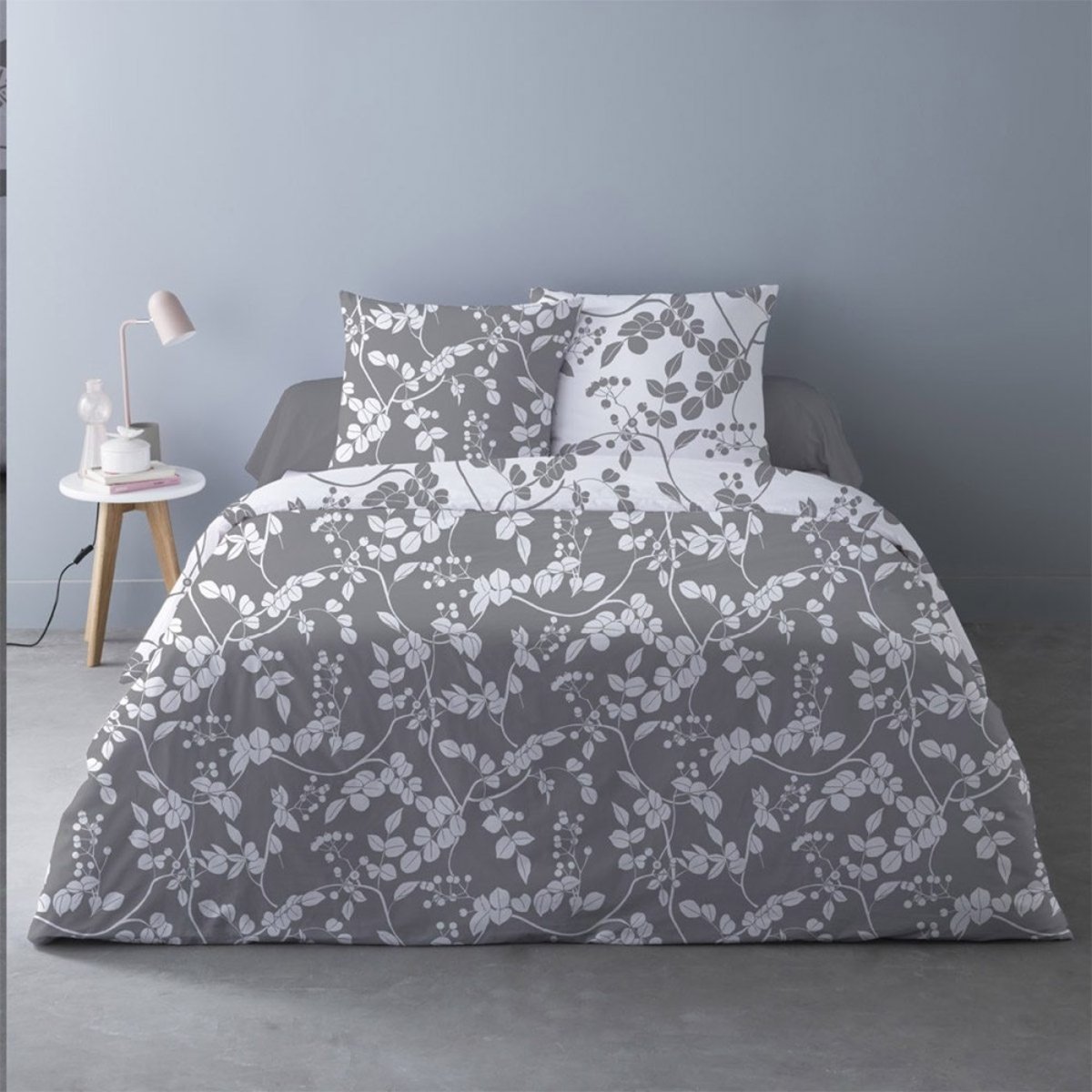 Housse De Couette 240x220 Yuka Gris + 2 Taies gris, DECORATIE