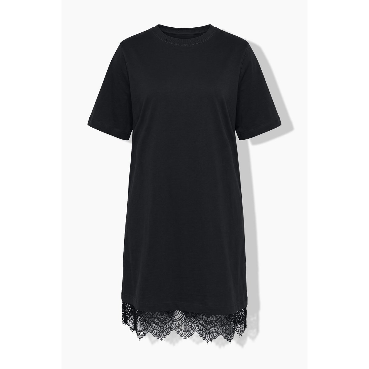Robe chemise, ourlet en dentelle asymétrique noir, STUDIO UNTOLD