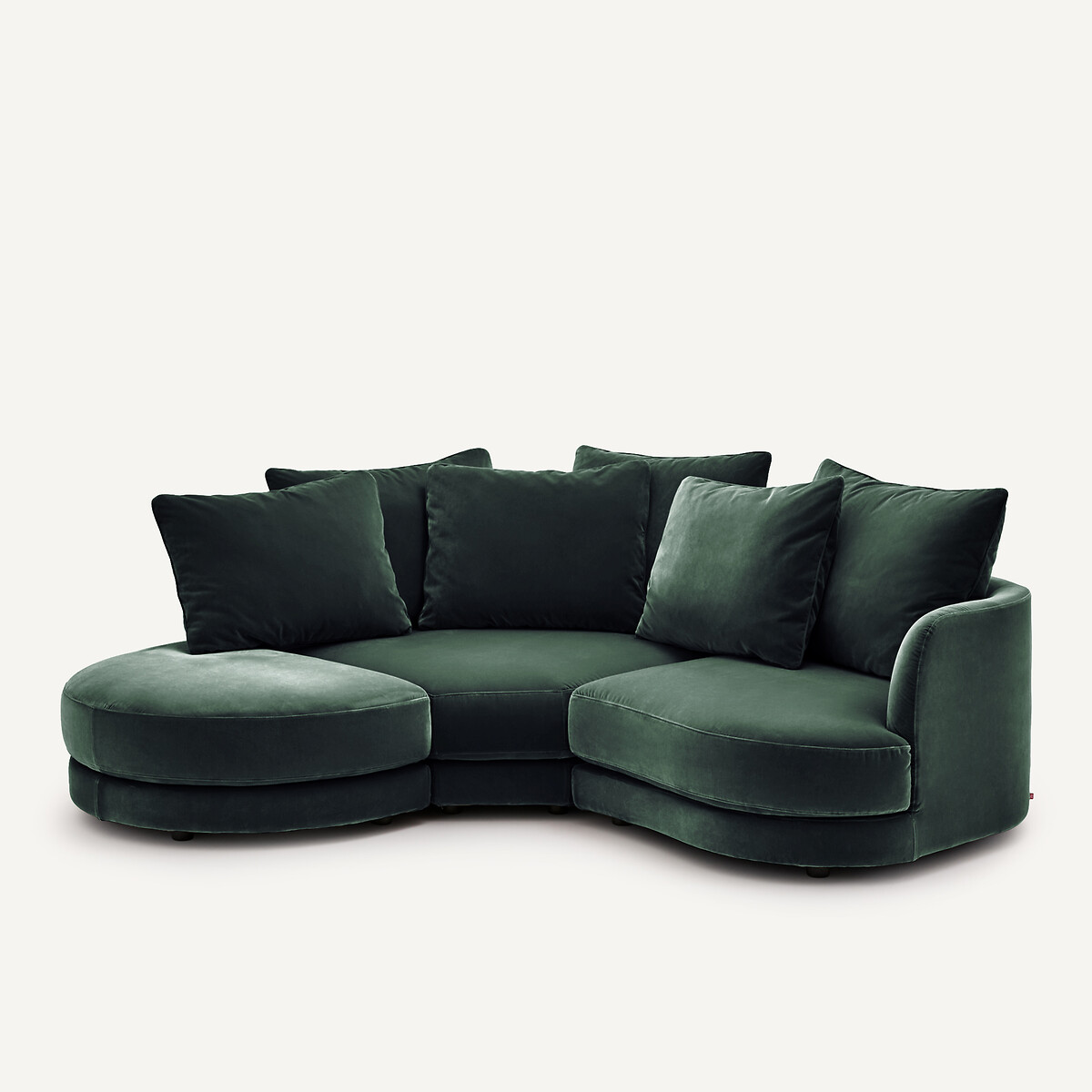 Rechtes, abgerundetes, modulares Halbsofa aus Samt, TIBERIO khaki, AM.PM