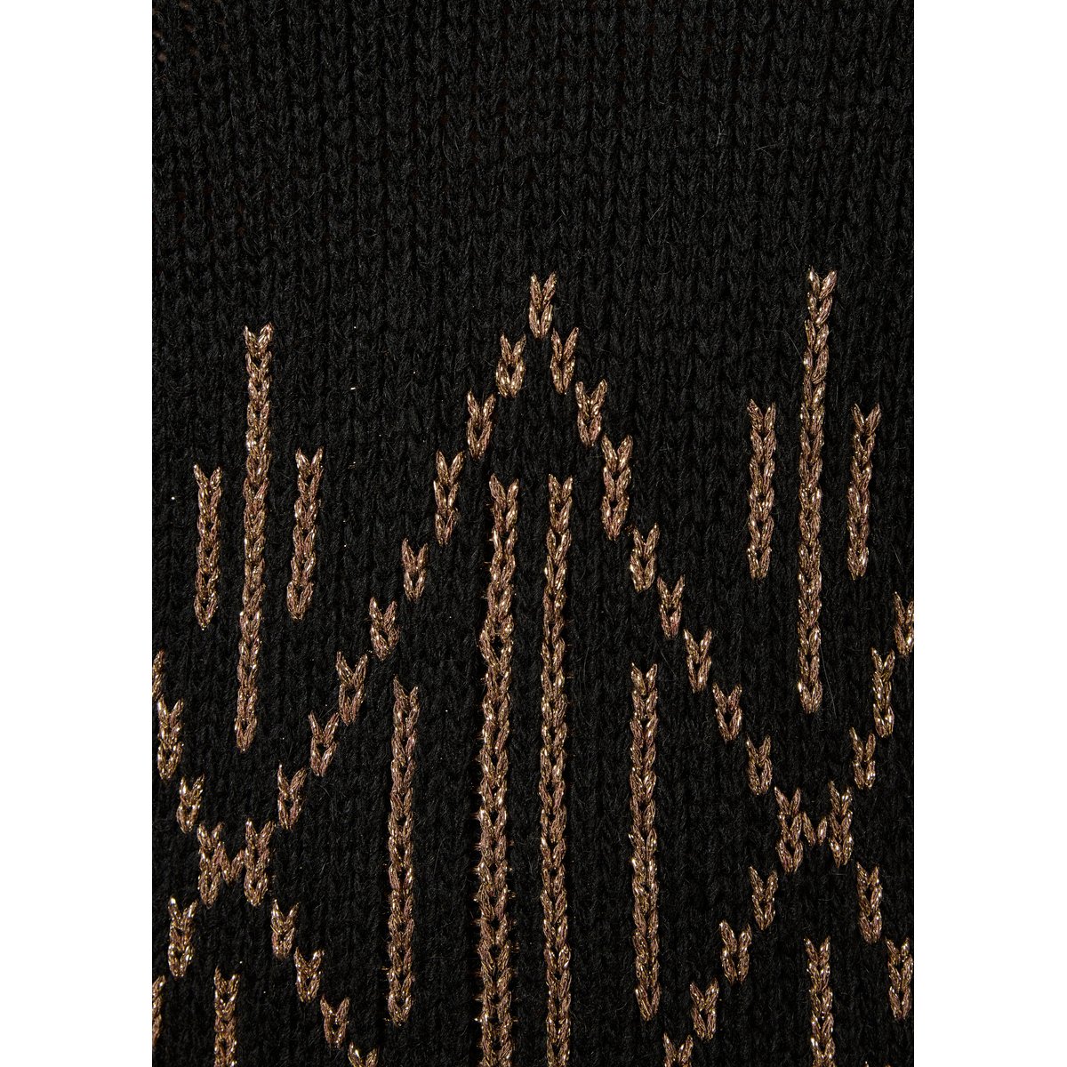 Pull ample manches longues en maille jacquard noir, LA FEE MARABOUTEE