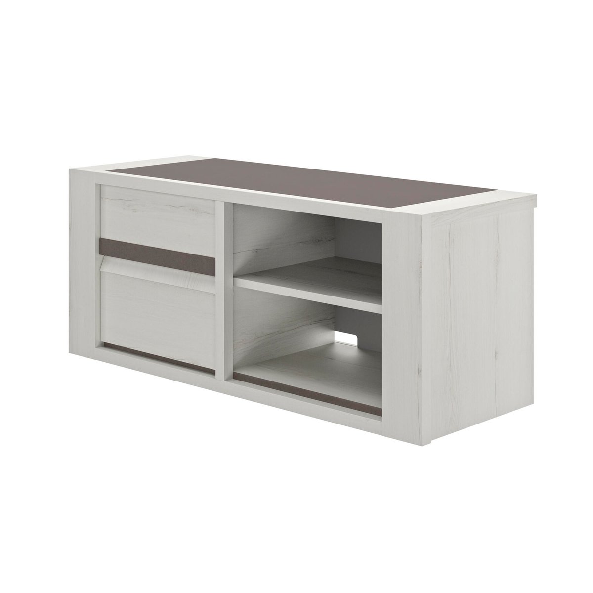 Meuble tv 1 porte 140cm avec 2 tablettes beige, GAMI