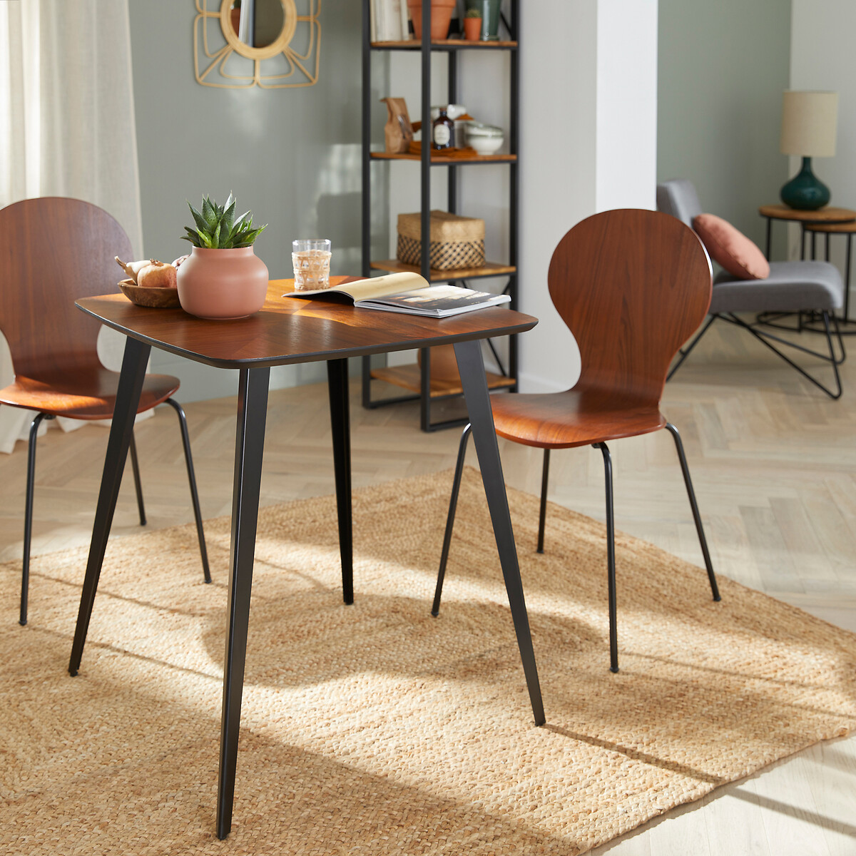 Esstisch, Bistrot, Intarsien, 2 Gedecke, WATFORD nussholz, LA REDOUTE INTERIEURS