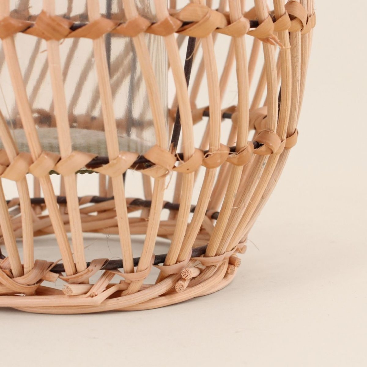 Lanterne en bois avec bougeoir en verre 21cm naturel, ORNAMI