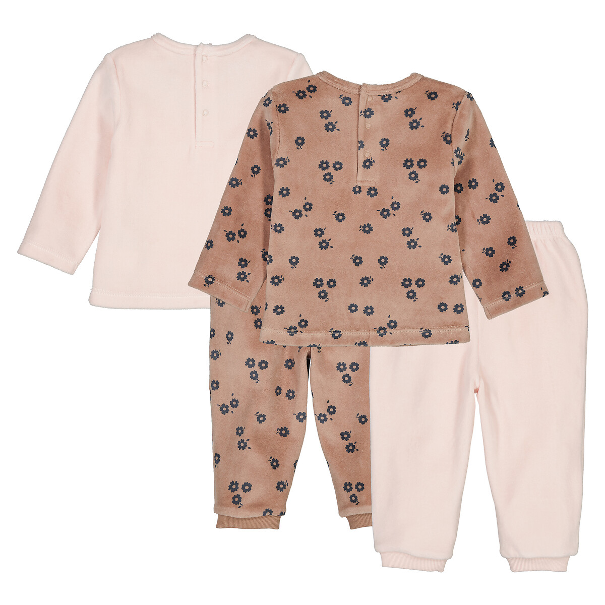 Lot de 2 pyjamas 2 pièces en velours, motif fleurs assortis, LA REDOUTE COLLECTIONS