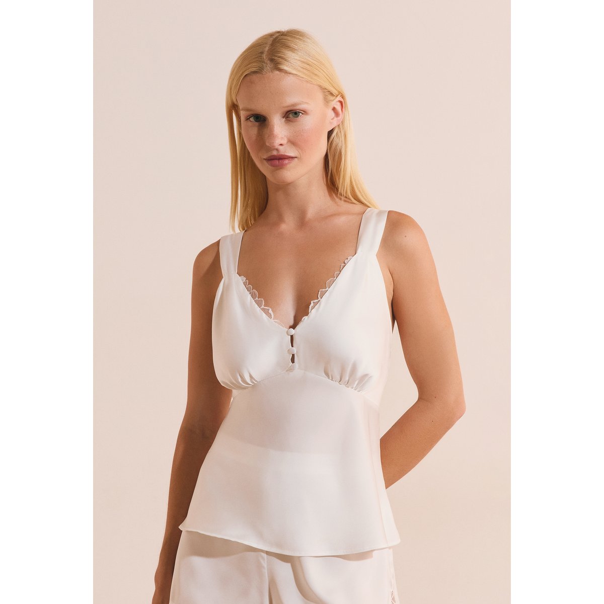 Caraco de pyjama satiné BRIDAL BLISS blanc, ETAM
