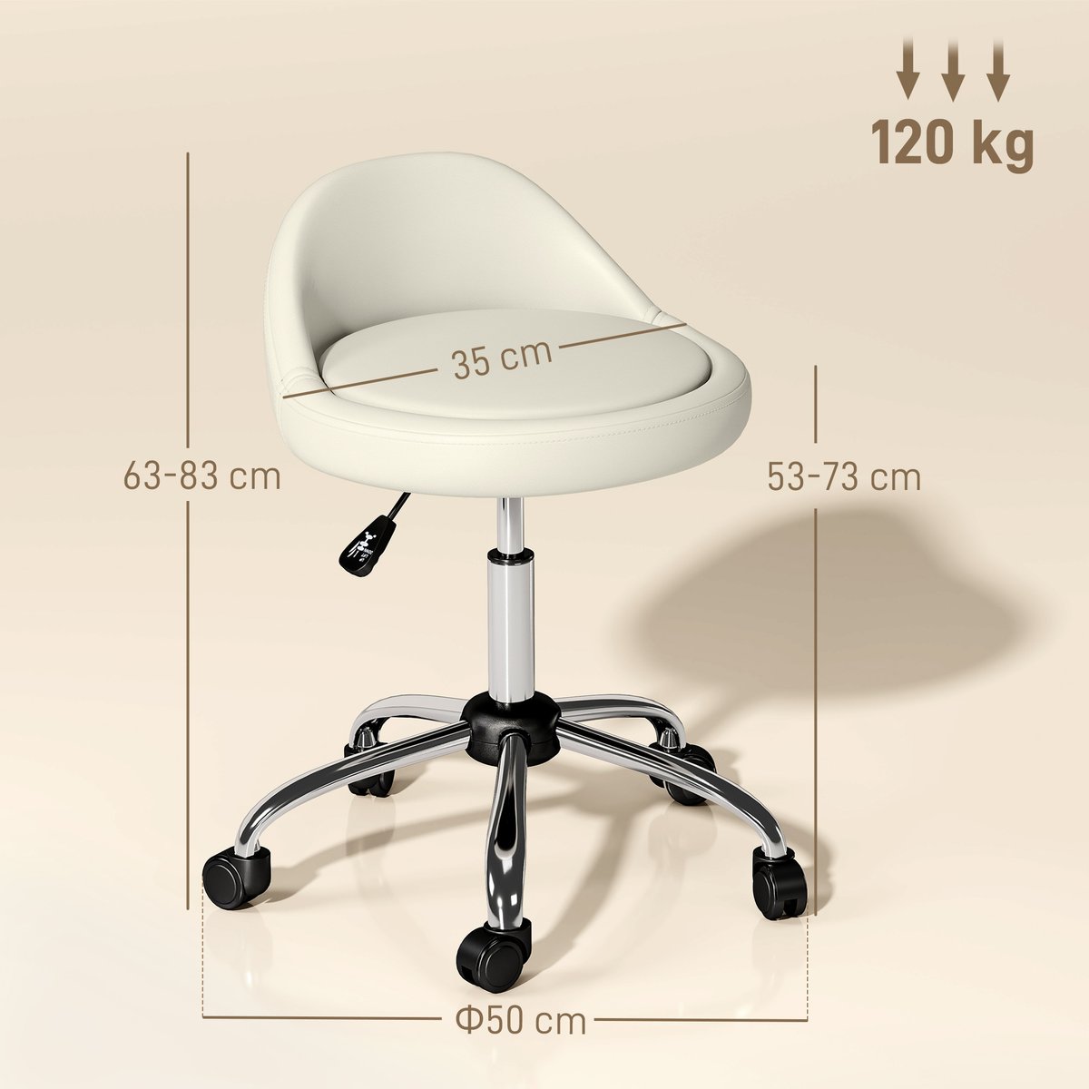 Tabouret de salon Revêtement synthétique blanc, HOMCOM