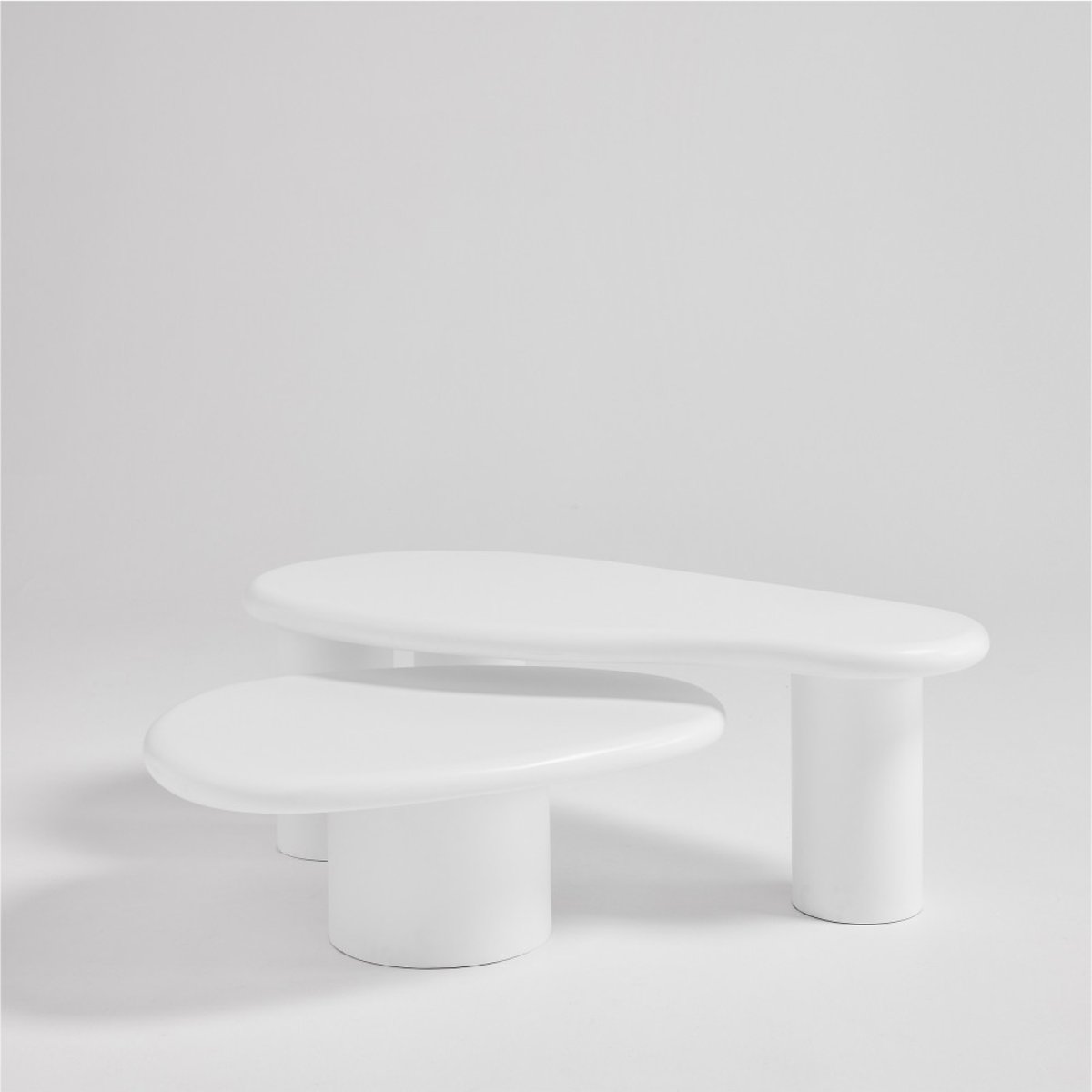 Table basse organique en fibre de ciment L80cm- LUNA blanc, DRAWER