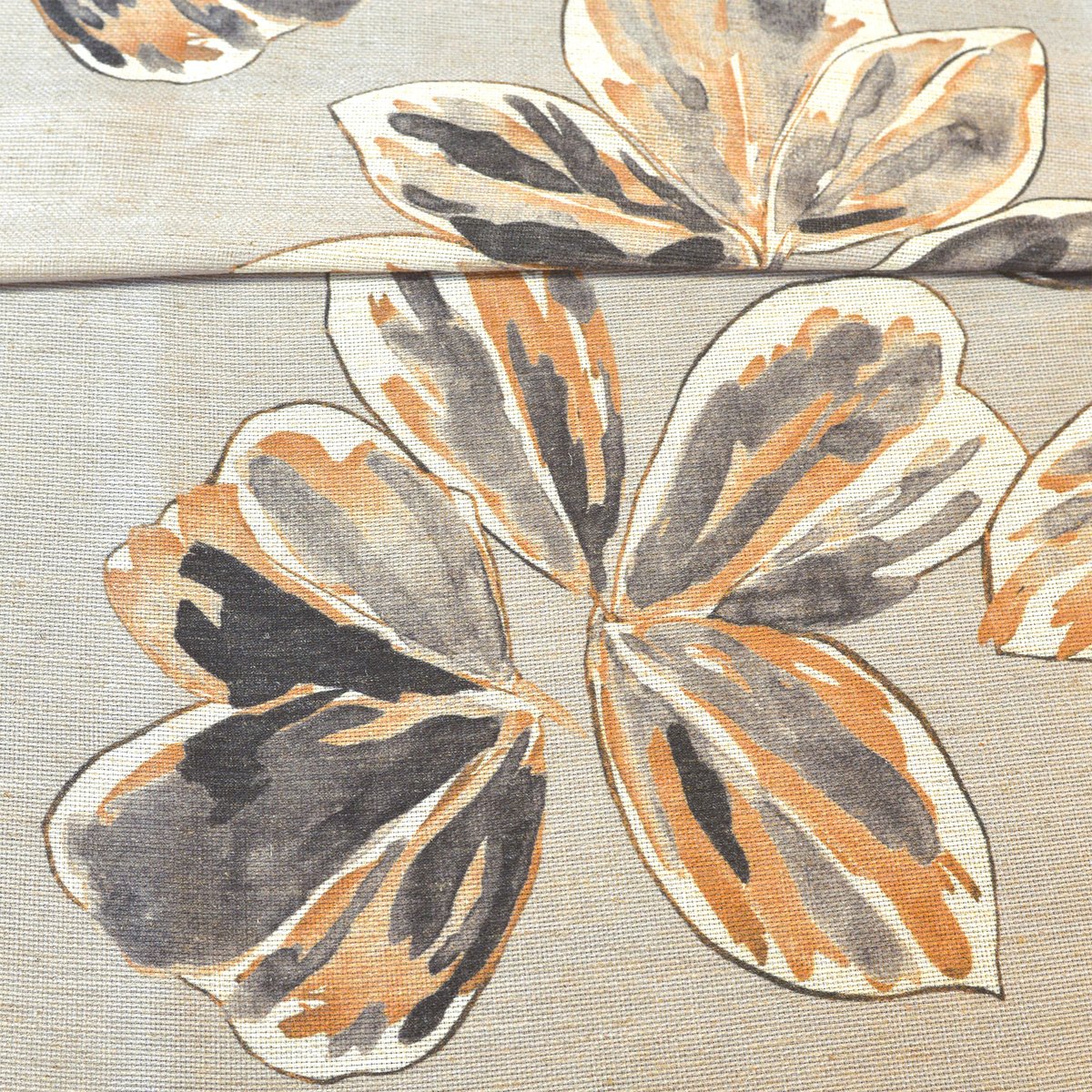 Rideau poly-lin imprimé fleur aquarelle - QABANE jaune ocre, HOME MAISON