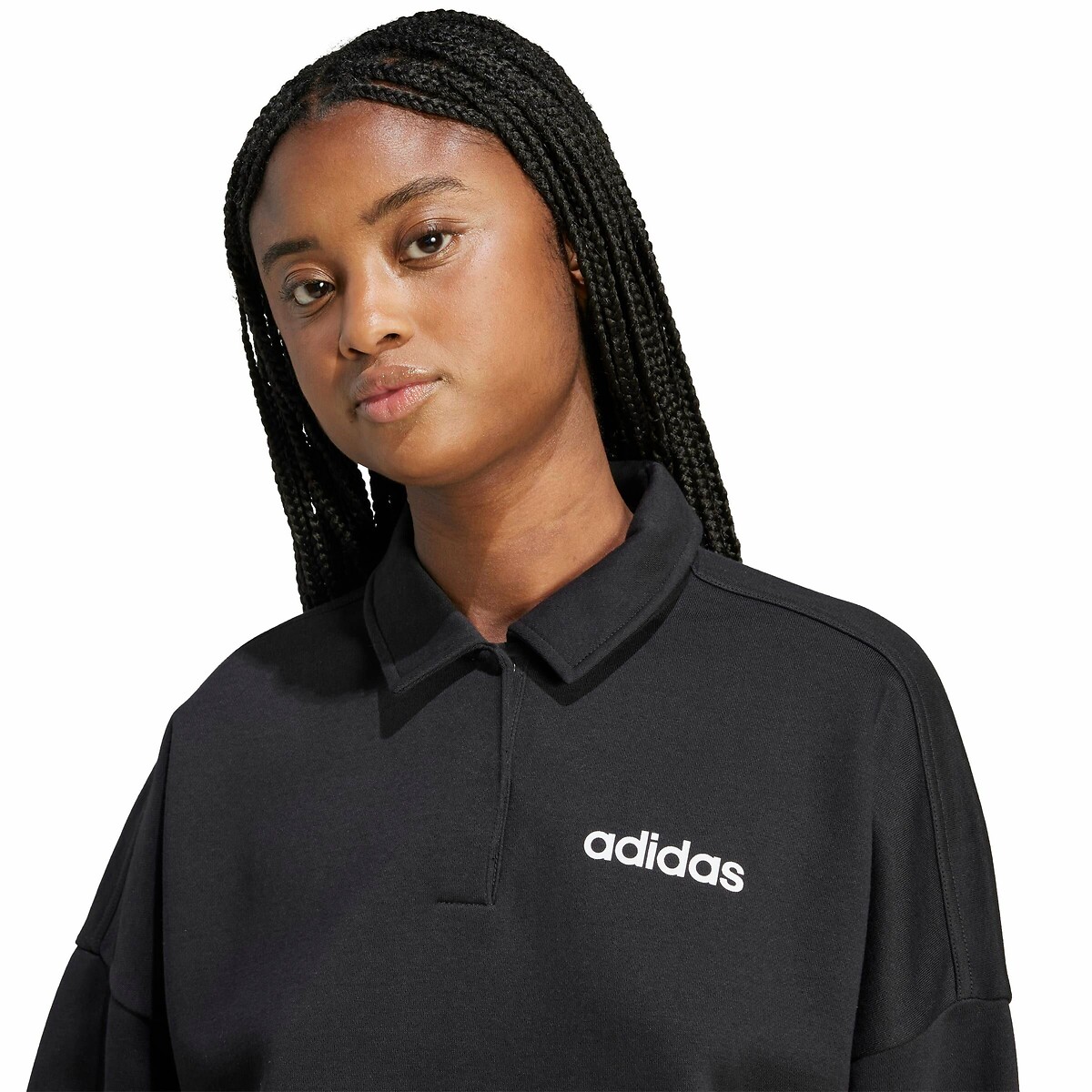 Sweat col polo Essentials Linear noir, ADIDAS SPORTSWEAR