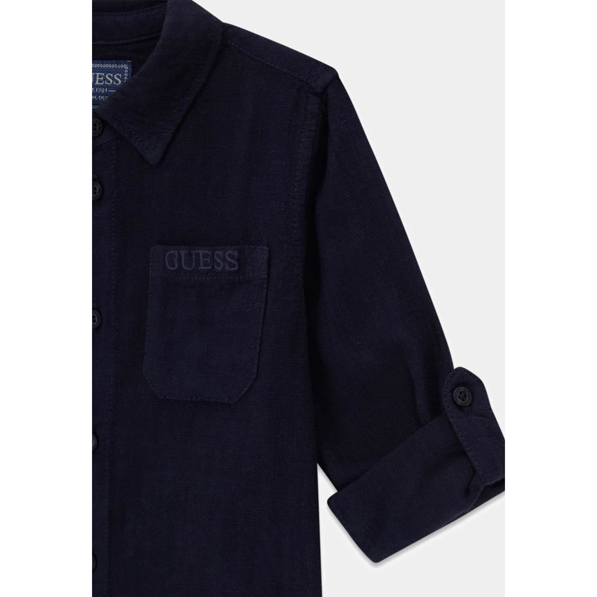 Chemise En Mélange De Lin bleu foncé, GUESS KIDS