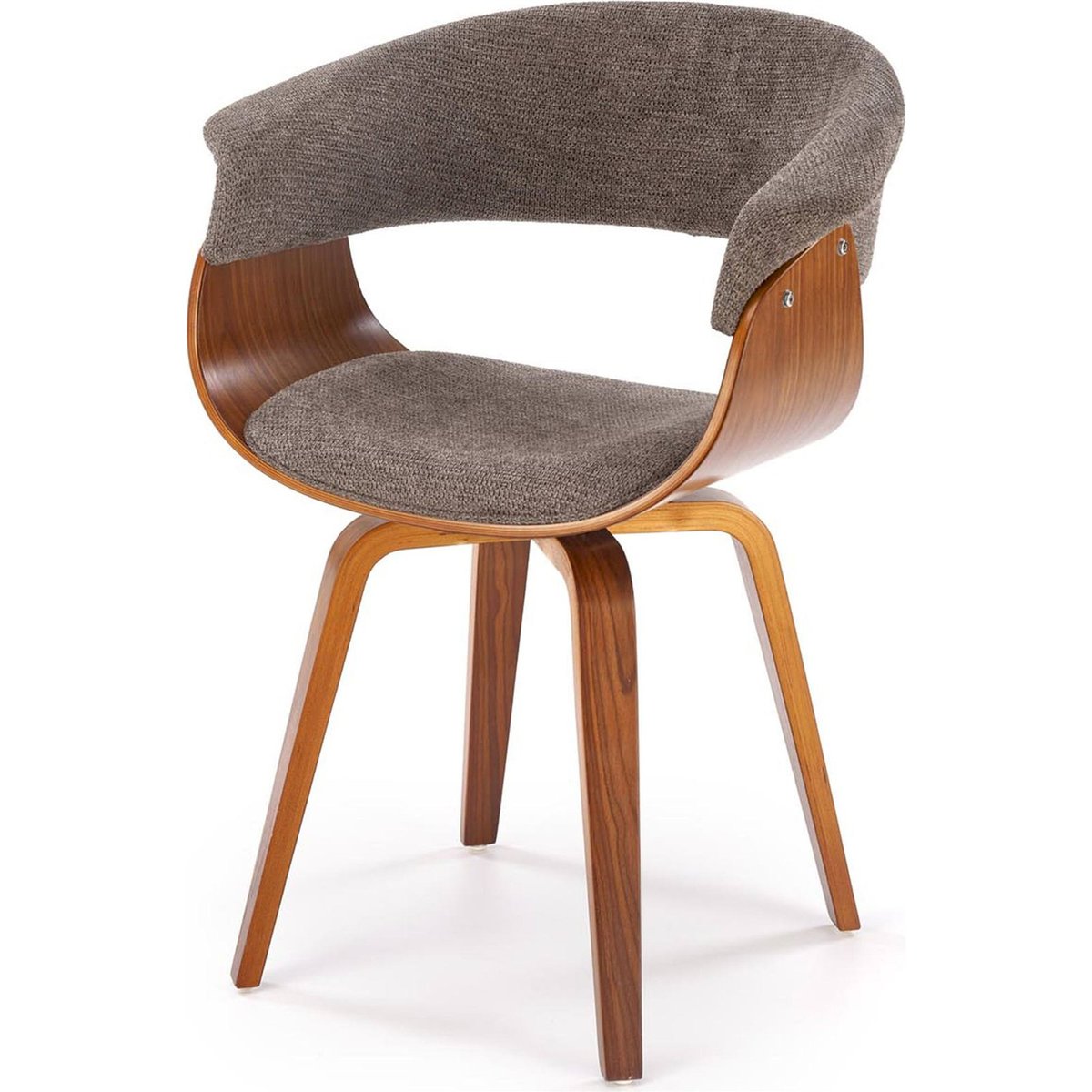 Chaise en bois courbé et tissu REBTES gris taupe et noyer, RECOLLECTION
