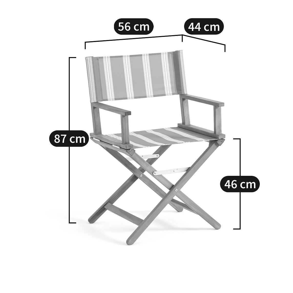Veniza Acacia & Canvas Director's Chair purple stripes, LA REDOUTE INTERIEURS