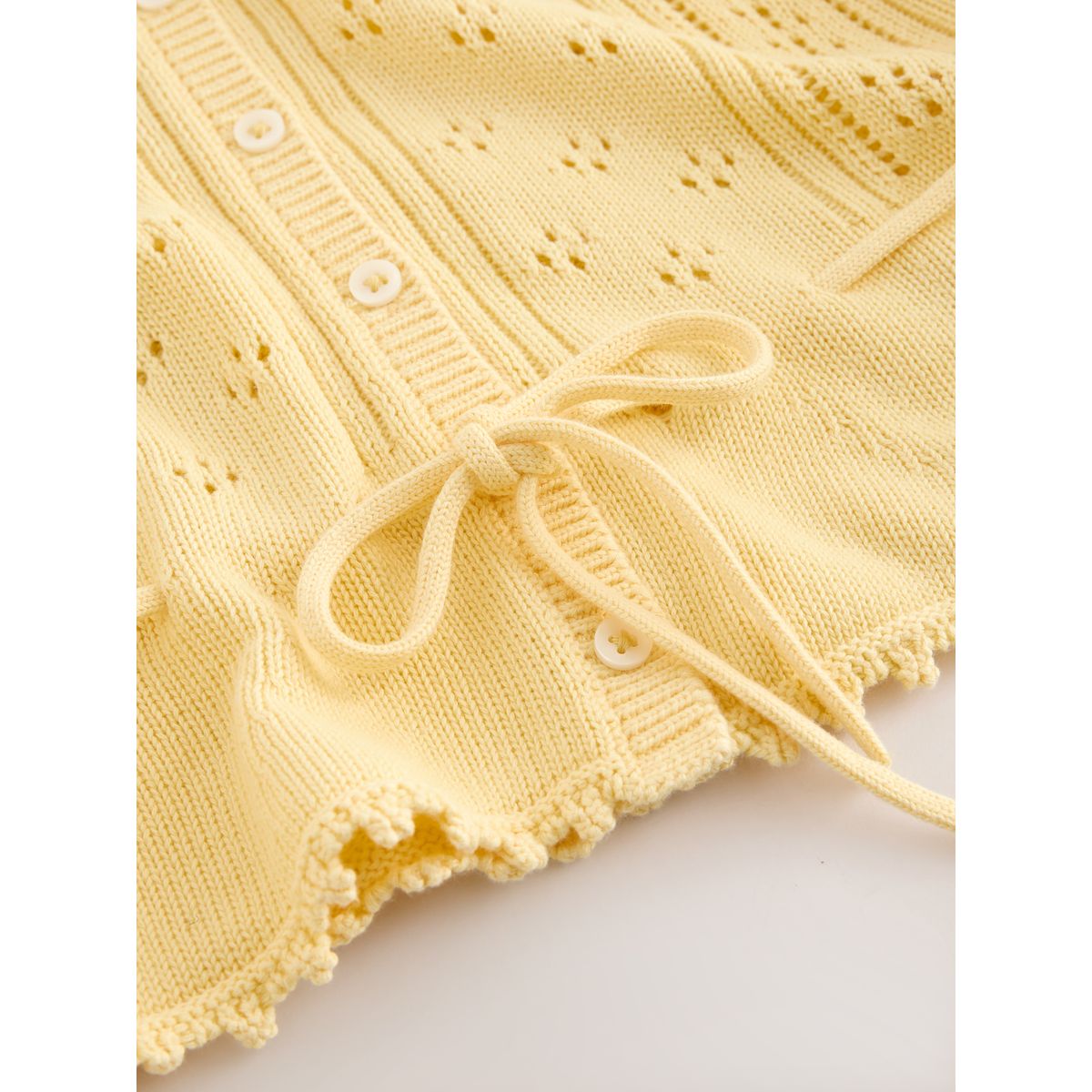Cardigan en maille pointelle avec lien jaune, NEXT