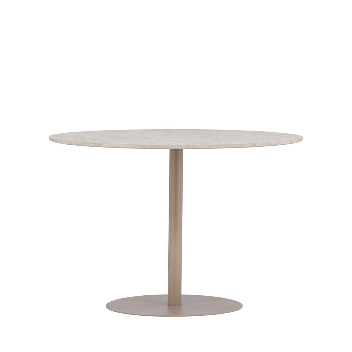Table à manger 4 personnes ronde en effet marbre et métal- LYCKE beige, VENTURE HOME
