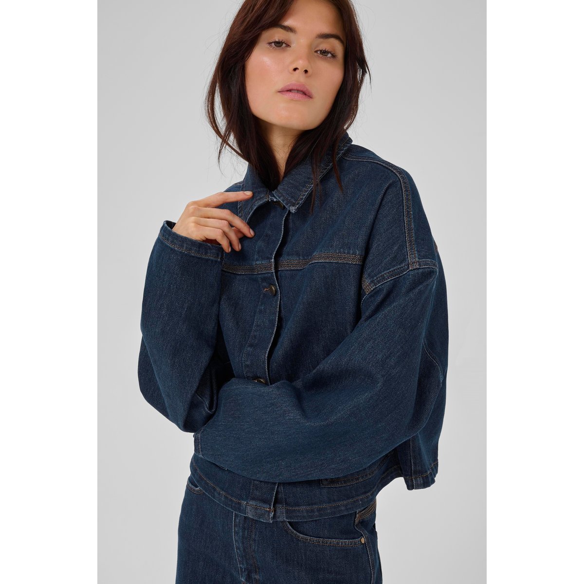 Veste en jean bleu dark blue un-wash, MY ESSENTIAL