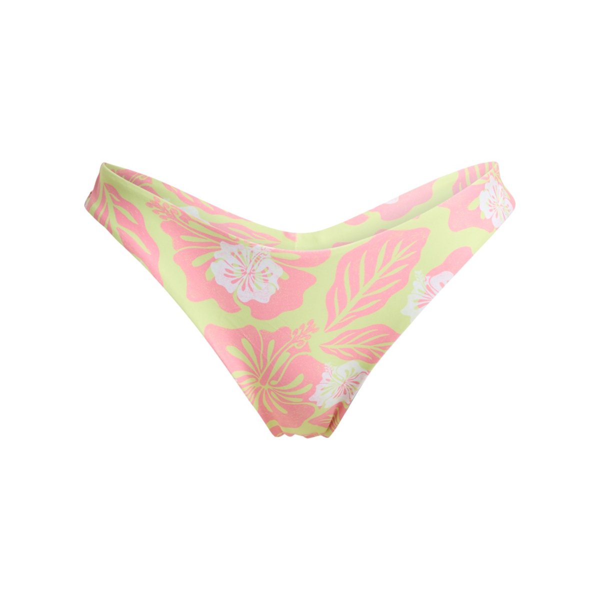 Bas de maillot de bain culotte bikini réversible HIBISCUS HYPE RV CHEEKY HIGH LEG. vert daiquiri green hibscus hype, ROXY