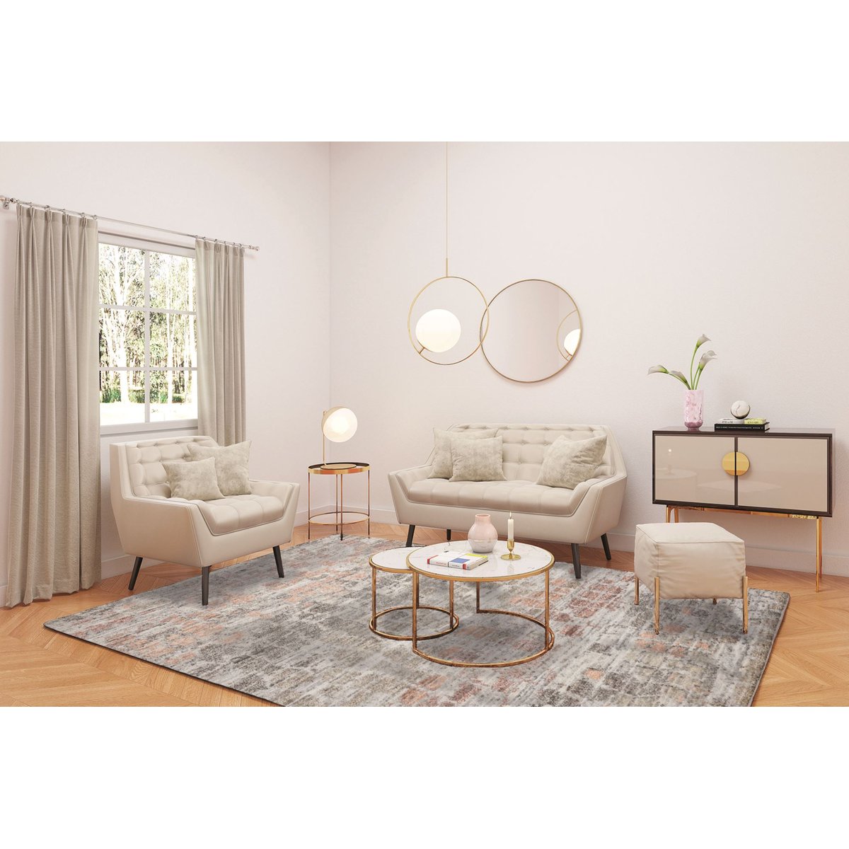 Tapis de salon - LHASA naturel multicore, THEKO