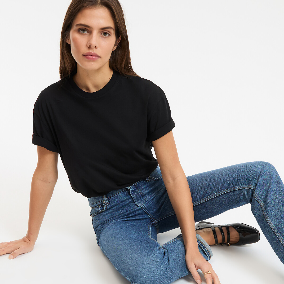 T-shirt loose, girocollo, maniche corte nero , LA REDOUTE COLLECTIONS