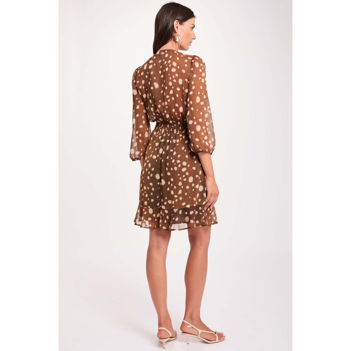 Robe courte col v multicolore, MORGAN