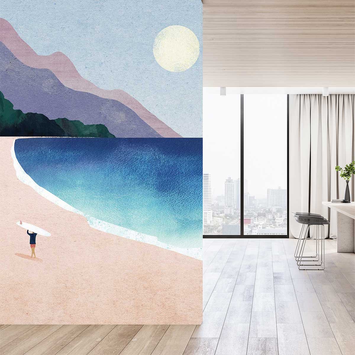 Papier peint anse du surfeur intissé, HEXOA