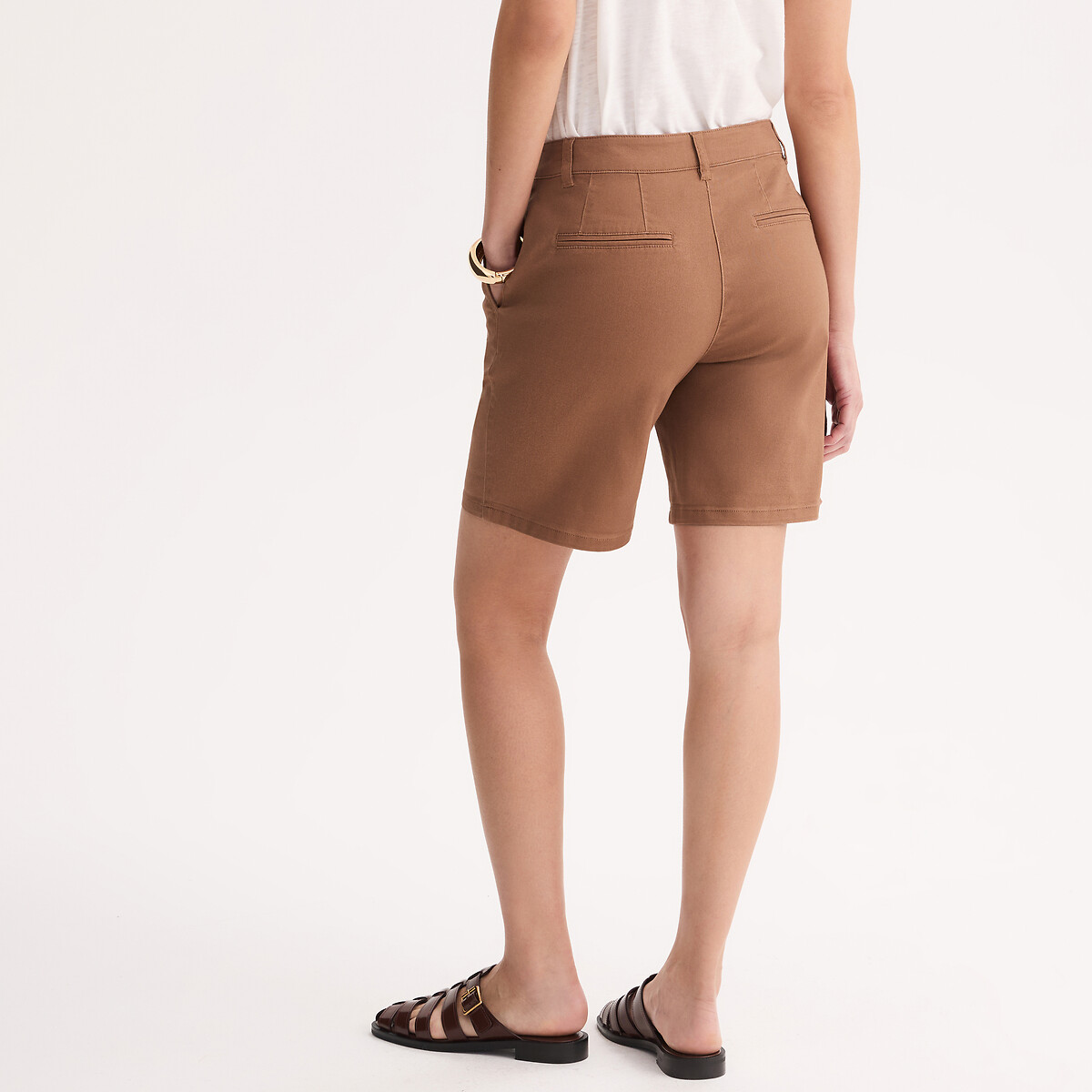 Short chino, coton stretch camel, ANNE WEYBURN