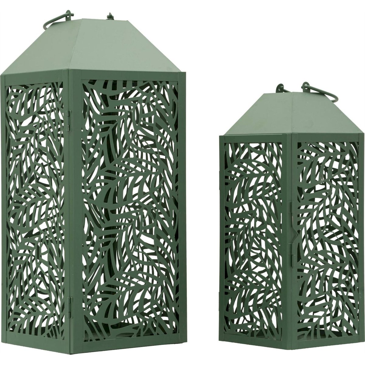 Lot de 2 lanternes ajourées en métal MODERN vert, RECOLLECTION