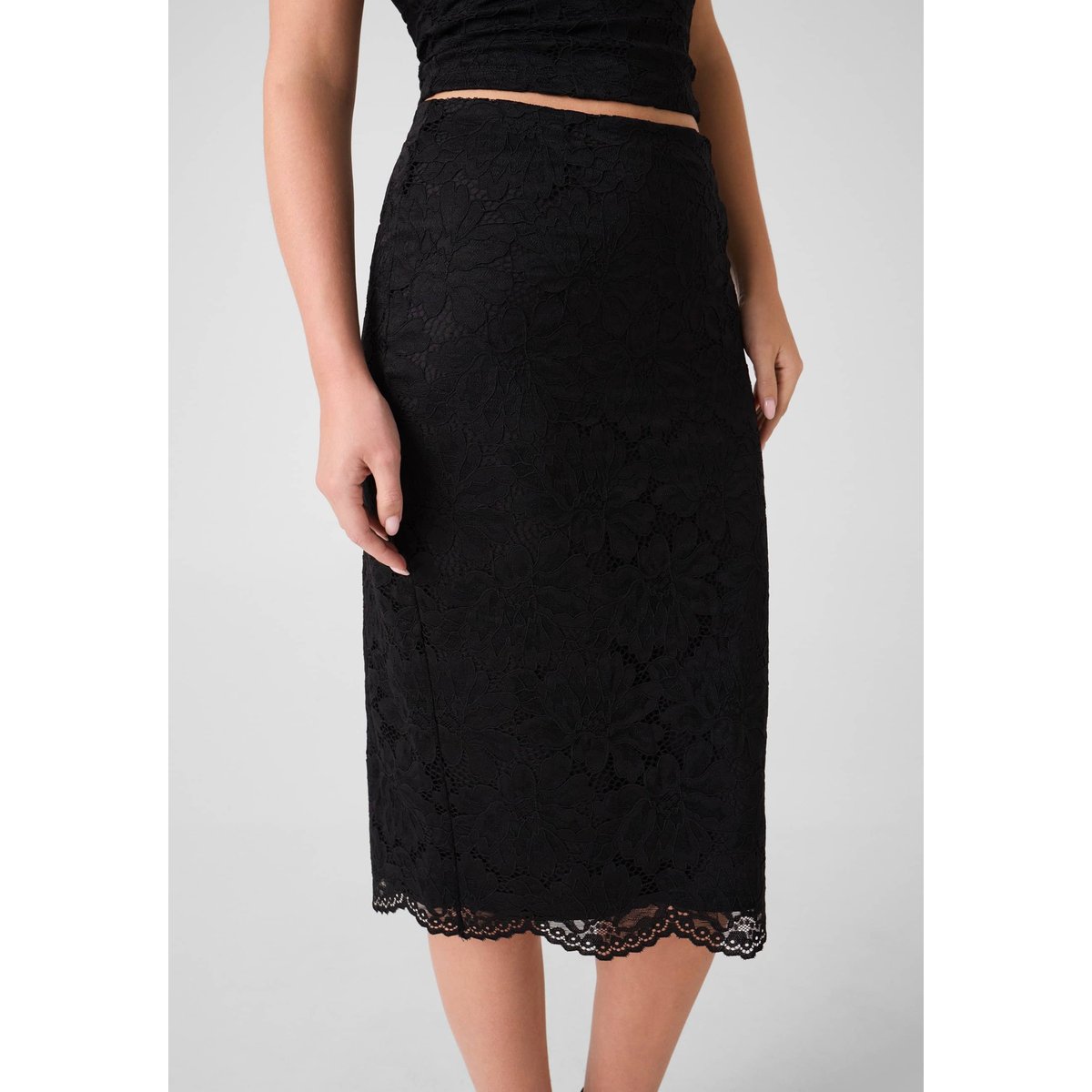 Jupe Midi En Dentelle noir, GUESS