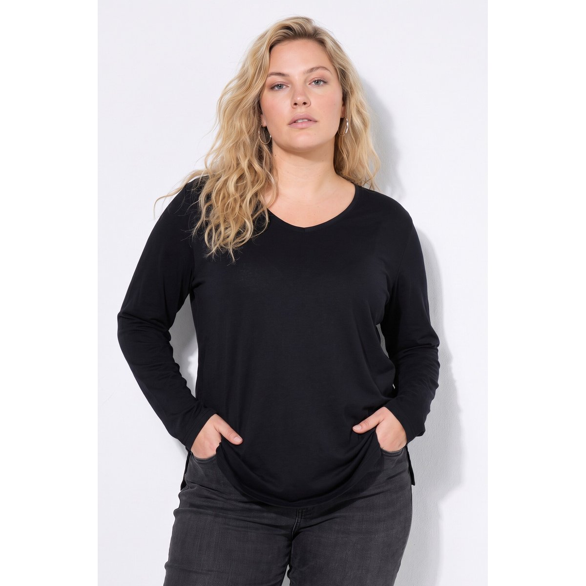 T-shirts à manches longues, lot de 2 noir, ULLA POPKEN