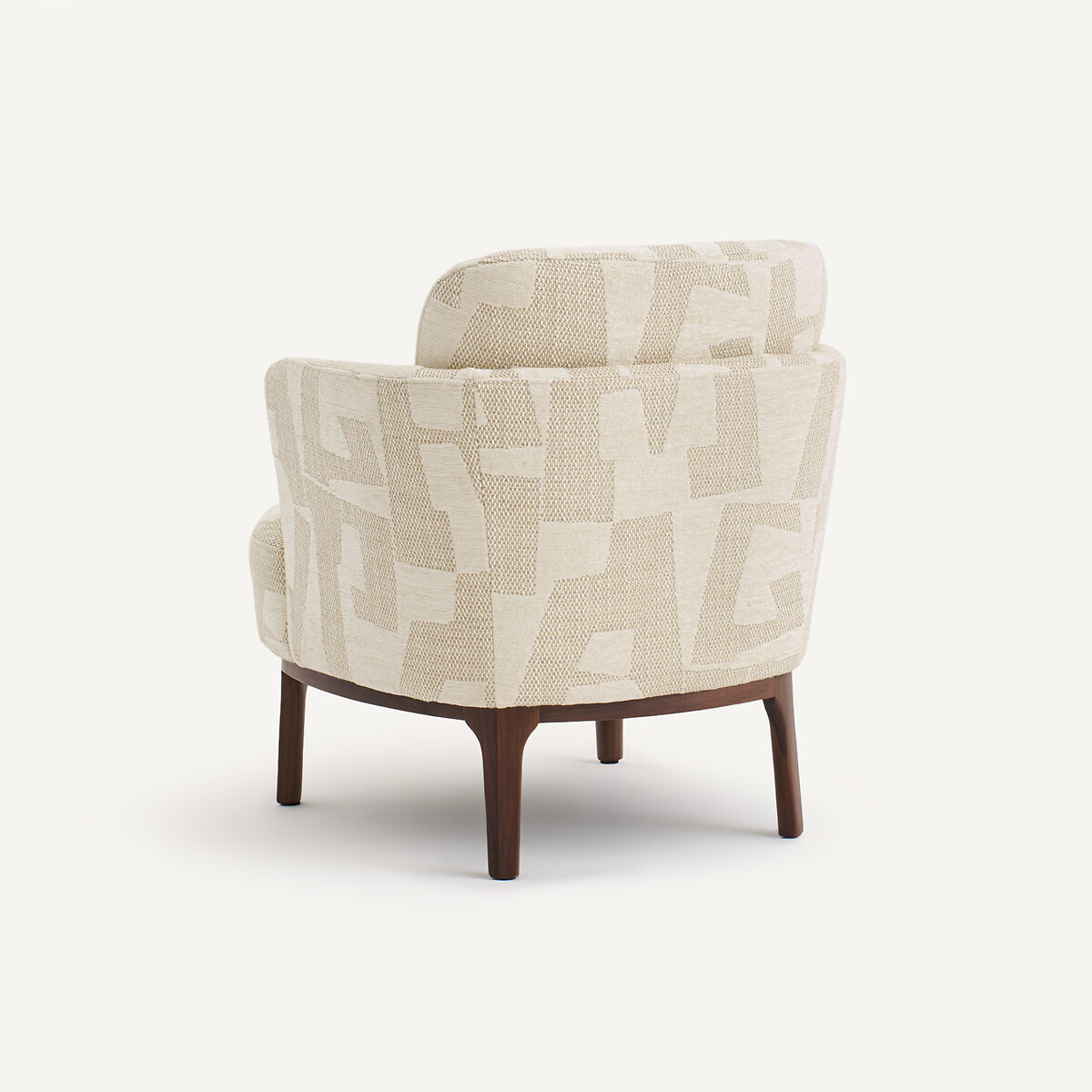 Fauteuil, en noyer massif et tissu jacquard, JABOTE craie écume, AM.PM