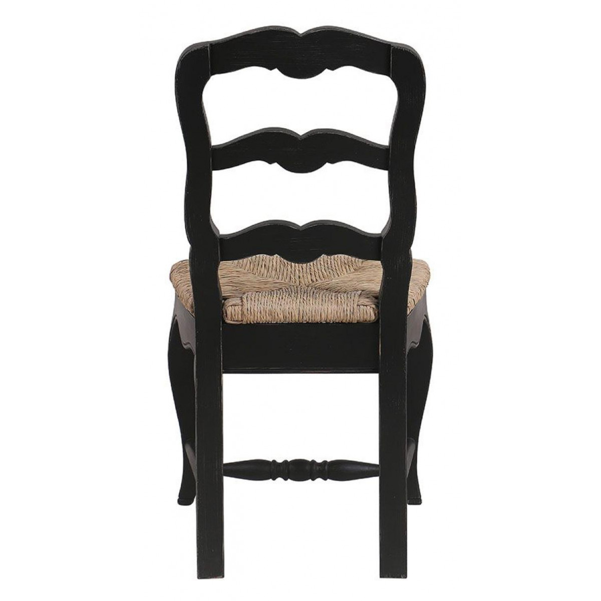 Lot de 2 chaises paillée pieds - ROMANCE noir, INTERIOR'S