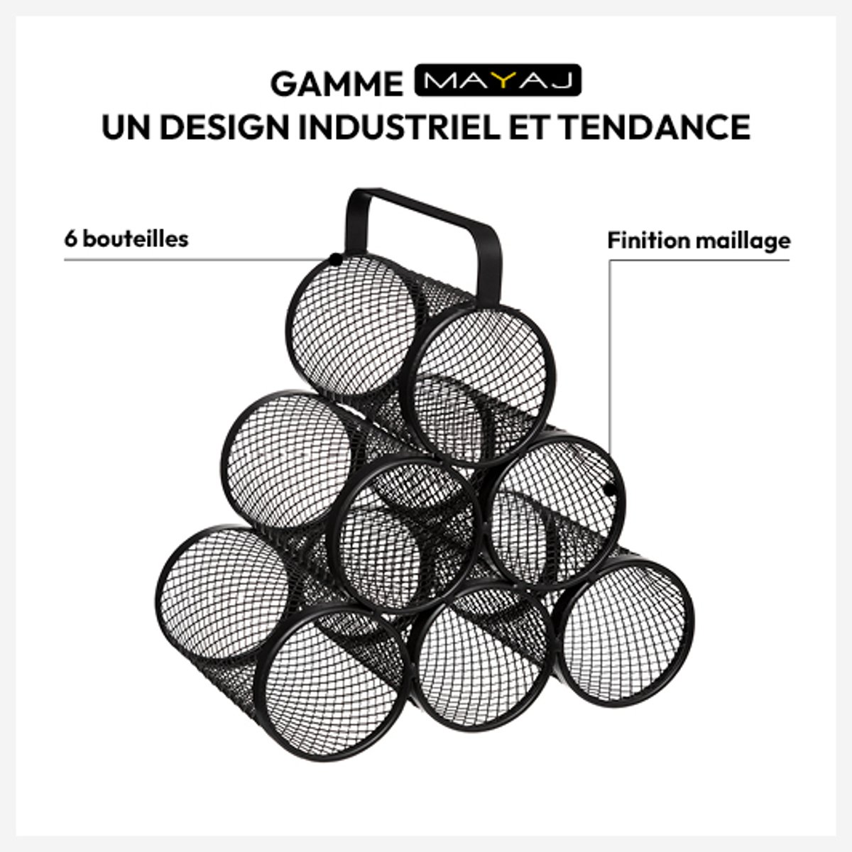 Rangement 6 bouteilles MAYAJ noir, 5FIVE SIMPLY SMART