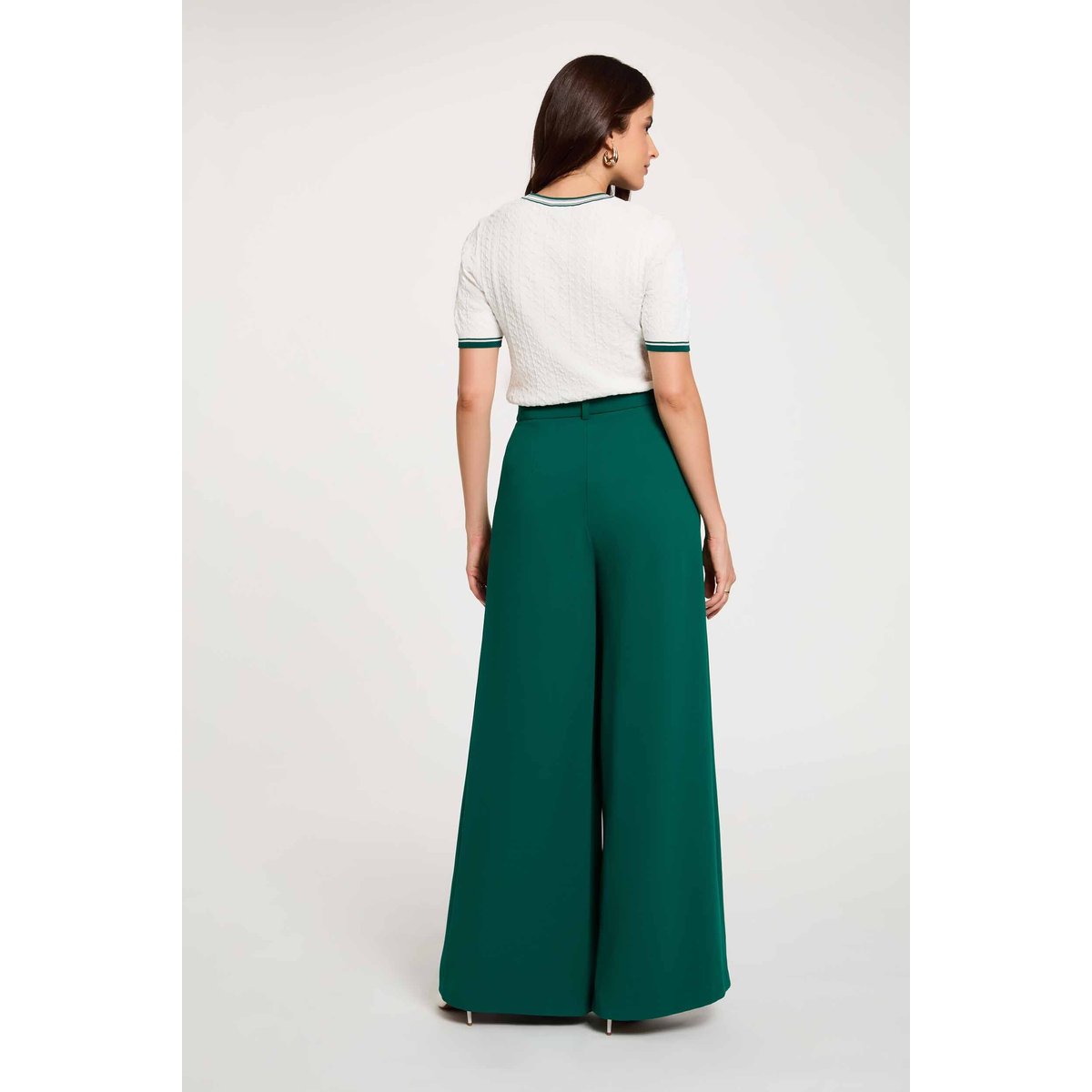 Pull fin manches courtes vert, MORGAN