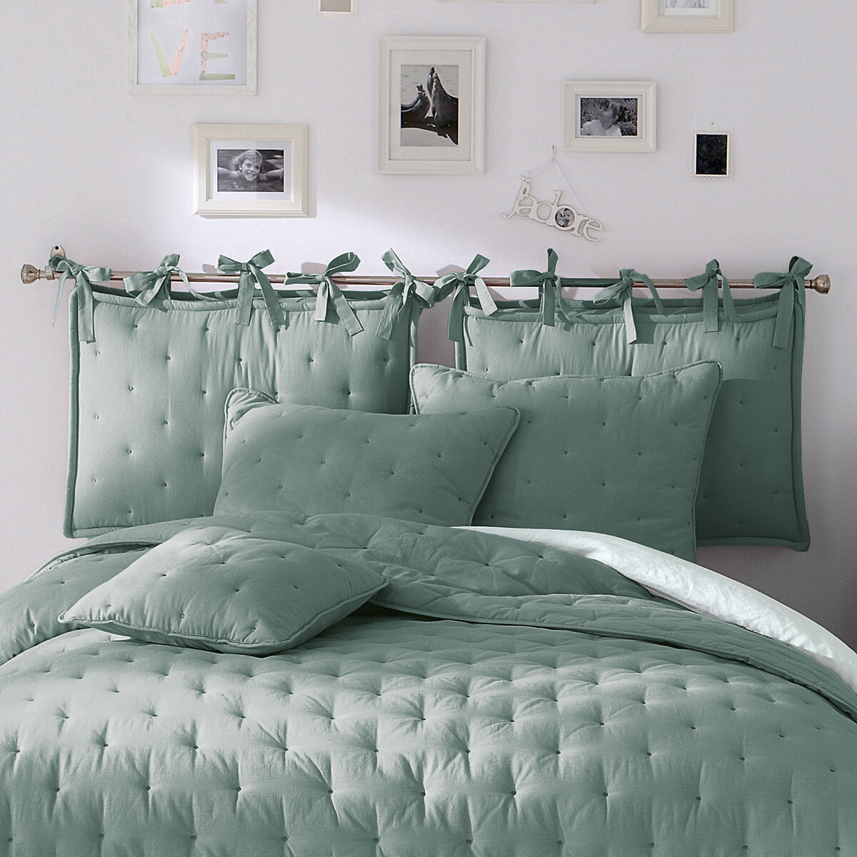 Cojín cabecero de cama Aéri celadón/guijarro, LA REDOUTE INTERIEURS