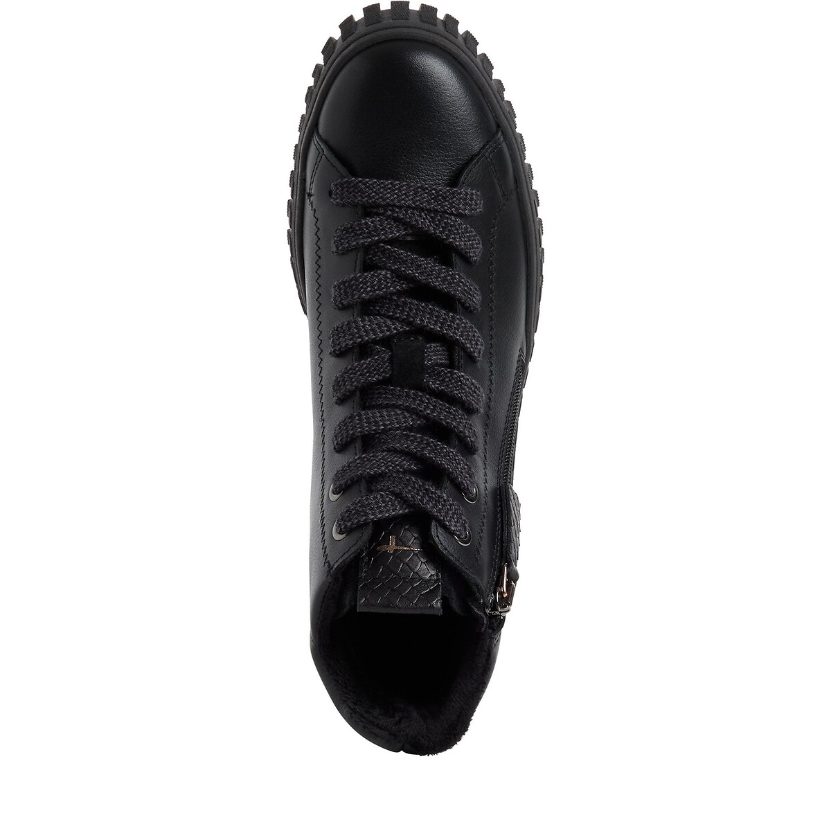 Baskets montantes en cuir noir, TAMARIS