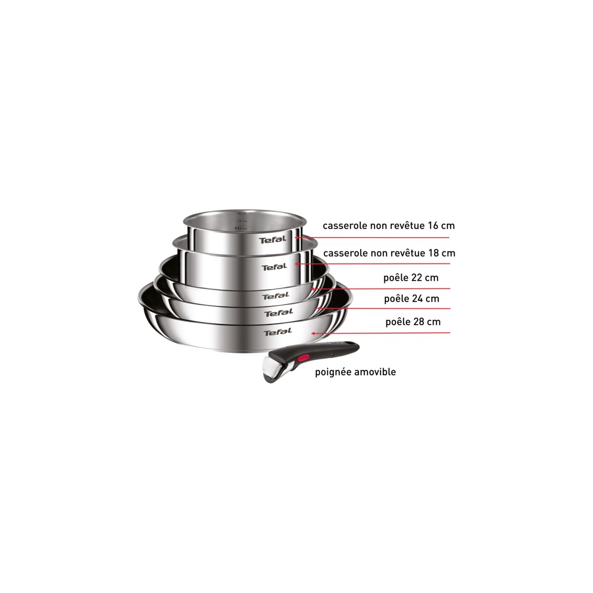 Batterie de cuisine Ingenio Cook Eat 6pcs argenté, TEFAL