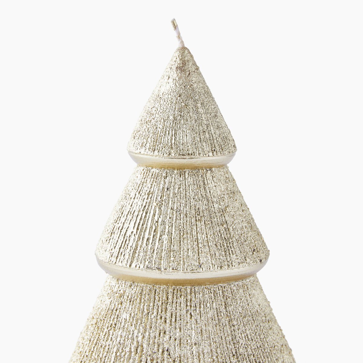 Bougie sapin, H13,5xD9cm, en cire dore, MONOPRIX