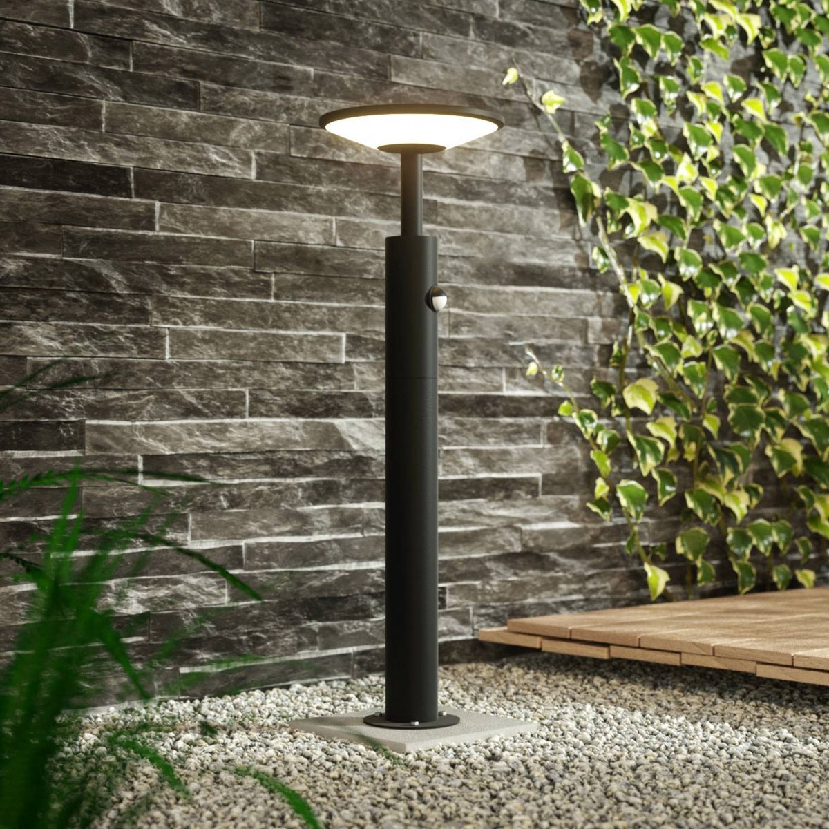 Luminaire extérieur en aluminium moderneLED anthracite, opale, LUCANDE